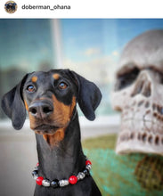 Load image into Gallery viewer, Red & Black Skull Bead Collar