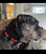 Load image into Gallery viewer, Red & Black Skull Bead Collar