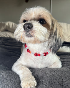 Red Snowflake MINI Glam Collar [Small Dog/Cat Bead Collar]