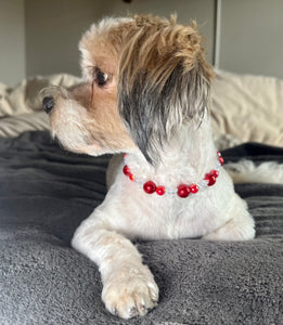 Red Snowflake MINI Glam Collar [Small Dog/Cat Bead Collar]