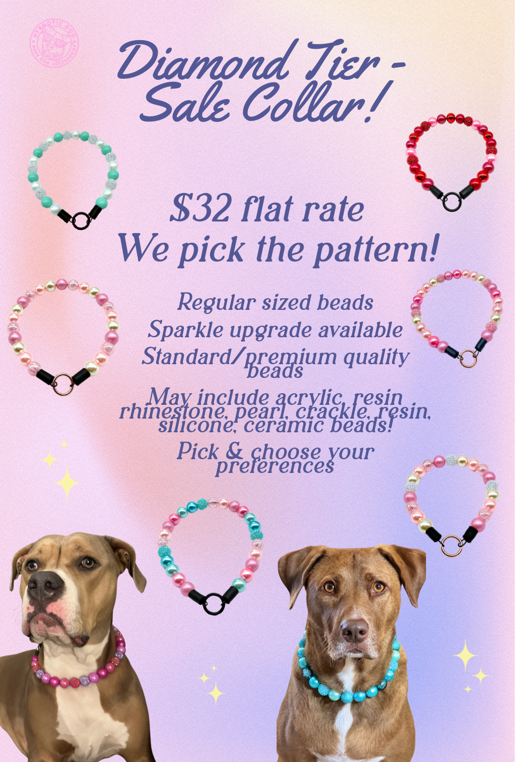 Diamond Tier MYSTERY SALE COLLAR Medium Large Dogs