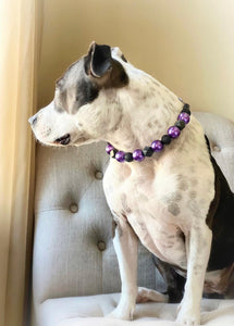 🟧 17" Slip On (Rainbow O-Ring)Chunky Mystic Purple Acrylic Bead Collar - PRE-MADE/FINAL SALE