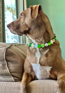 🟧 21" Slip On (Rose Gold O-Ring) Shamrock Acrylic Bead Collar - PRE-MADE/FINAL SALE