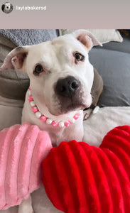 Pink Valentine's Heart Bead Collar