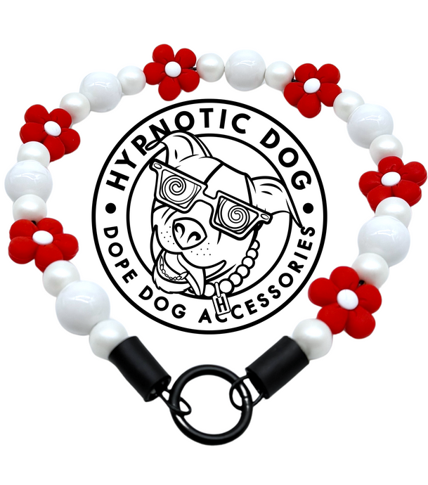 Red & White Daisies Glam Bead Collar