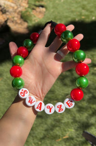 Add-on Only: Christmas Festive Red Personalized Alphabet Letter Beads (Custom Names)