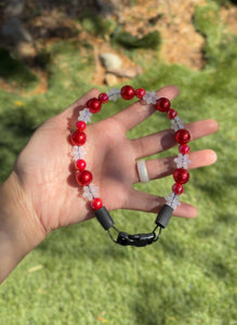Red Snowflake MINI Glam Collar [Small Dog/Cat Bead Collar]