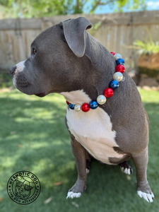 Chunky Red, White, & Blue Pearls Acrylic Bead Collar