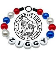 Load image into Gallery viewer, PERSONALIZED Chunky Red, White, &amp; Blue Pearls [with Dividers] Acrylic Bead Collar