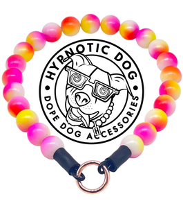 🟧 12" Slip On (Black O-Ring) Pink Sunset Tie Dye Acrylic Bead Collar - PRE-MADE/FINAL SALE