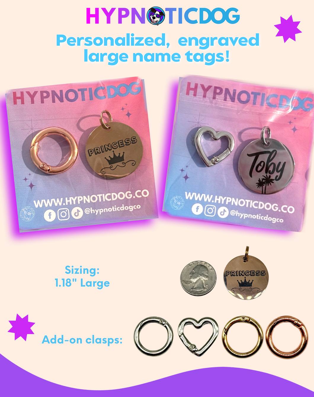 Dog Engraved Circle Name Tags