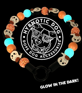 🟧 16.5" Slip On (Black O-Ring) Boo 👻 Halloween Glow Bead Collar - PRE-MADE/FINAL SALE