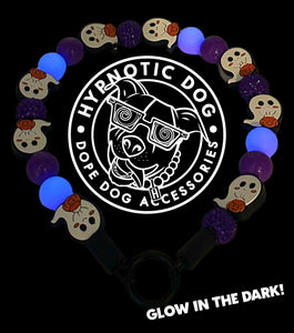 🟧 21" Slip On (Black O-Ring) Purple Boo 👻 Halloween Glow Bead Collar - PRE-MADE/FINAL SALE