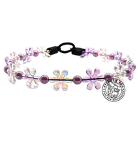 Load image into Gallery viewer, 🟧 18" Slip On (Black O-Ring) Pink &amp; Purple Crystal Flowers 🌸 Acrylic Bead Collar - PRE-MADE/FINAL SALE