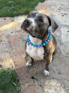 Blue & Purple Swirl Bead Collar