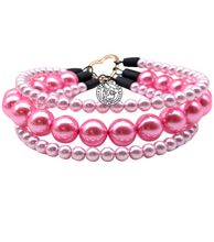 Load image into Gallery viewer, Baby Pink Pearl Triplo Acrylic Bead Collar