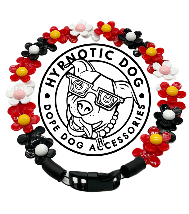 Red & Black Field of Daisies 🌼 [DECORATIVE ONLY] Bead Collar