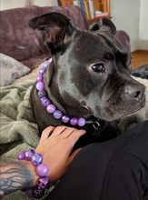 Load image into Gallery viewer, Purple Glitter Skull Bead Collar