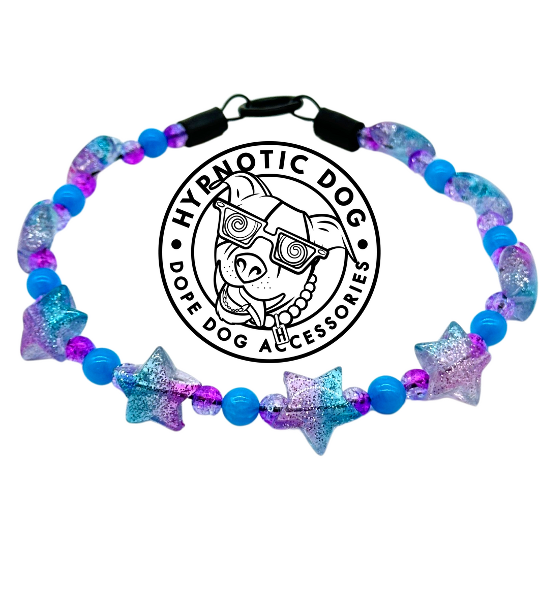 Blue Raspberry Stars Bead Collar