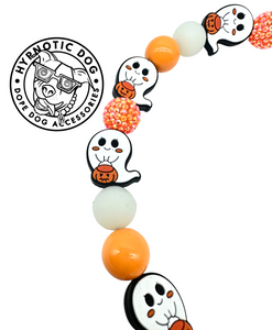 🟧 16.5" Slip On (Black O-Ring) Boo 👻 Halloween Glow Bead Collar - PRE-MADE/FINAL SALE