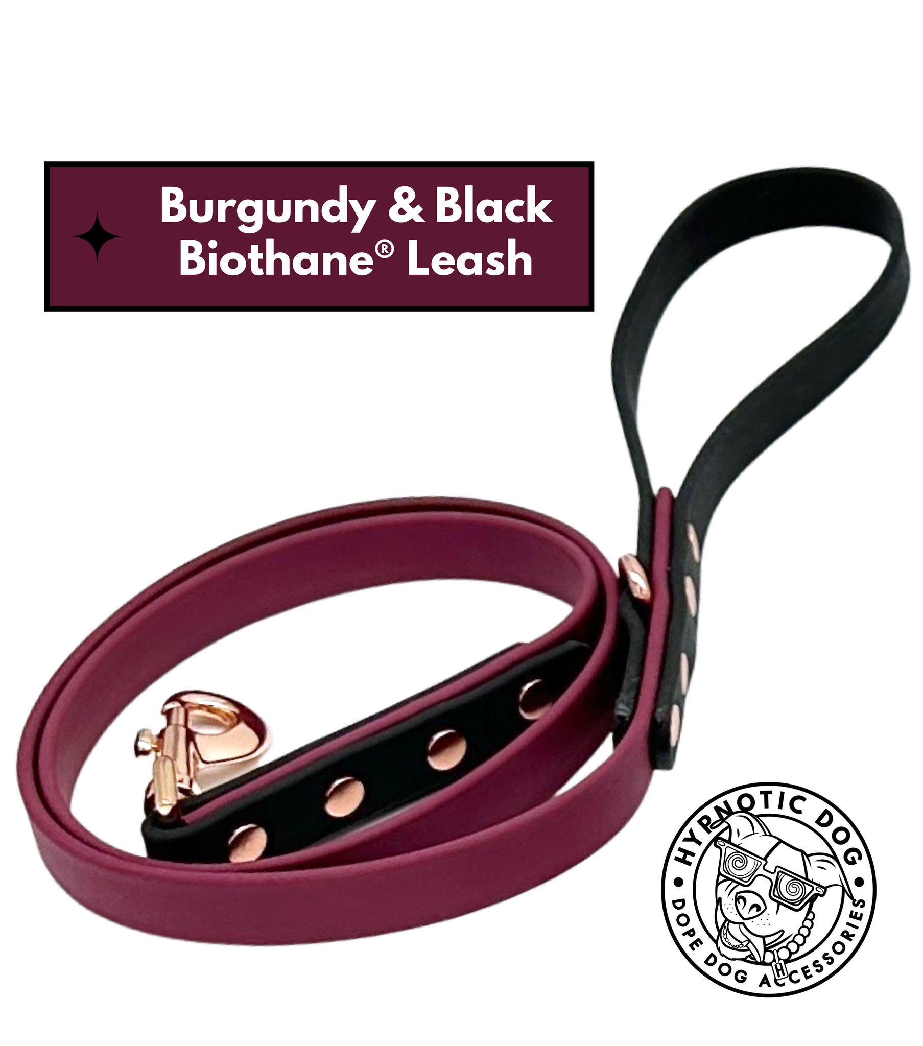 Burgundy & Black Biothane Leash ◻️ – Hypnotic Dog