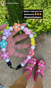 🟧 16" Slip On (Black O-Ring) 🌼 Multicolor Daisies 🌼 Silicone Bead Collar - PRE-MADE/FINAL SALE