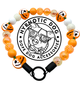 🟧 19" Slip On (Black O-Ring) Jack O' Lantern Bead Collar - PRE-MADE/FINAL SALE