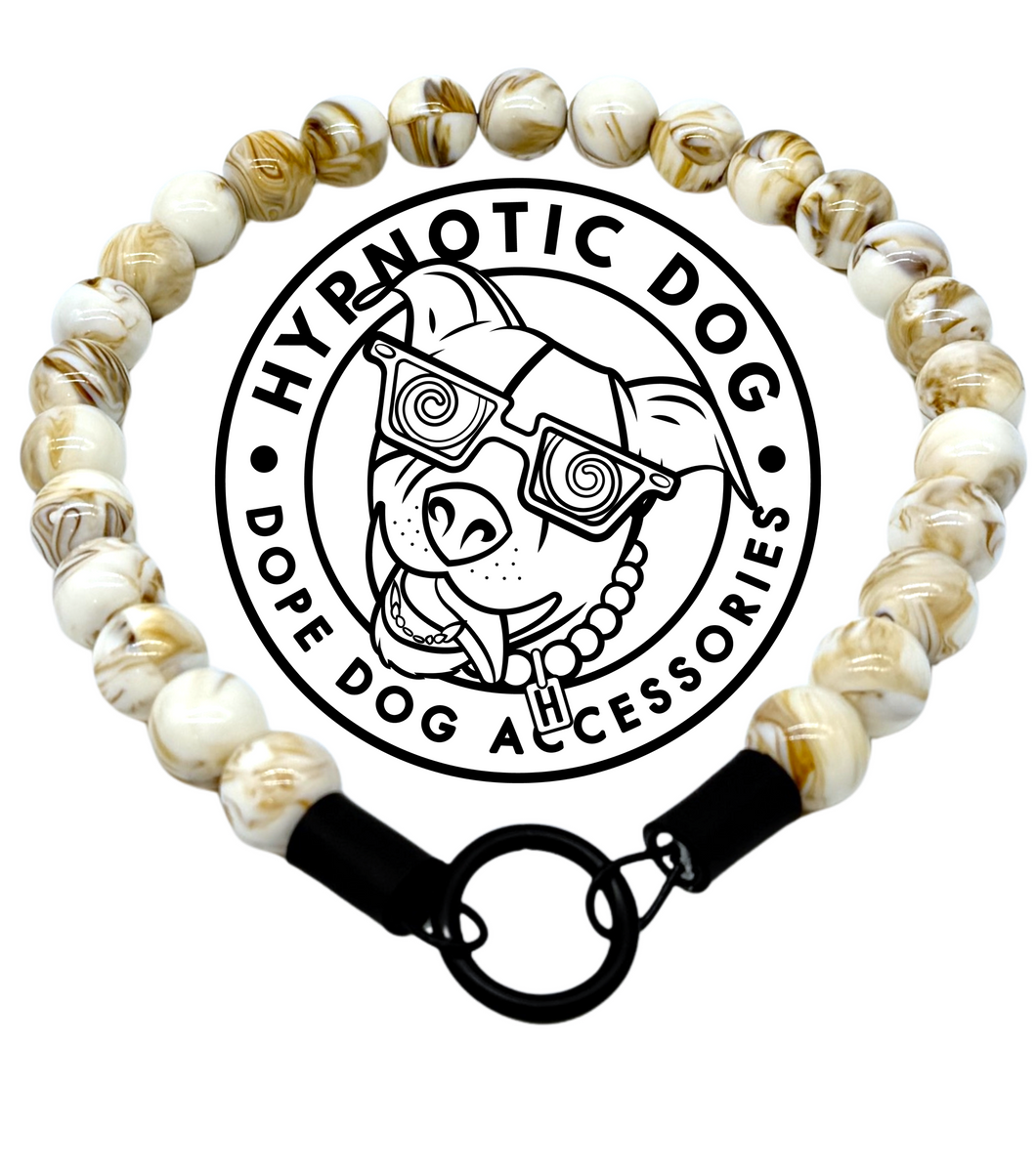 Medium White Mocha Swirl Acrylic Bead Collar