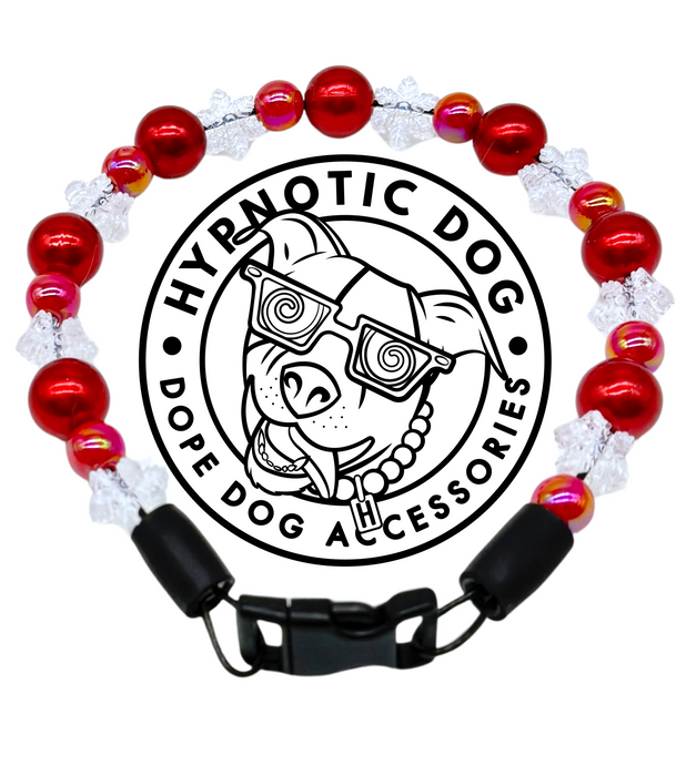 Red Snowflake MINI Glam Collar [Small Dog/Cat Bead Collar]