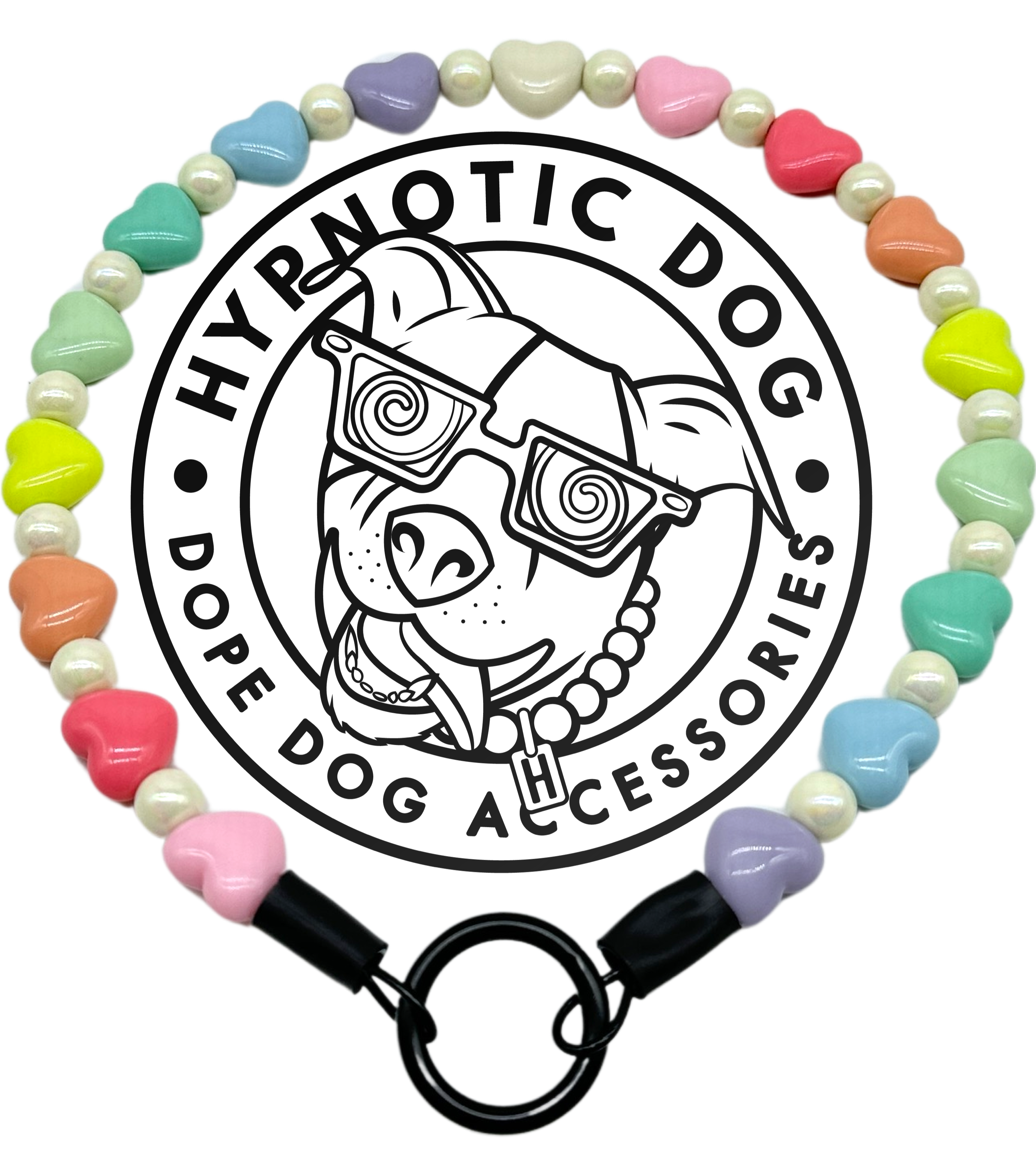 Pastel Rainbow Hearts Bead Collar – Hypnotic Dog