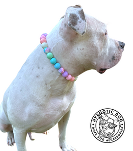 🟧 19" Slip On (Black O-Ring) Pastel Stars ⭐️ Acrylic Bead Collar - PRE-MADE/FINAL SALE