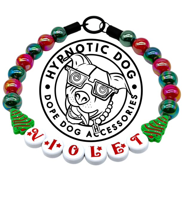 PERSONALIZED Christmas Tree Bead Collar