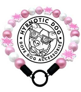 🟧 19" Slip On (Black O-Ring) Pink Snowflake ❄️ Bead Collar - PRE-MADE/FINAL SALE