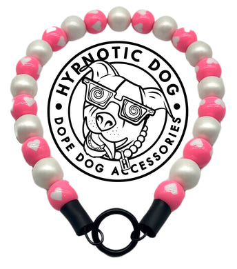 Pink Valentine's Heart Bead Collar