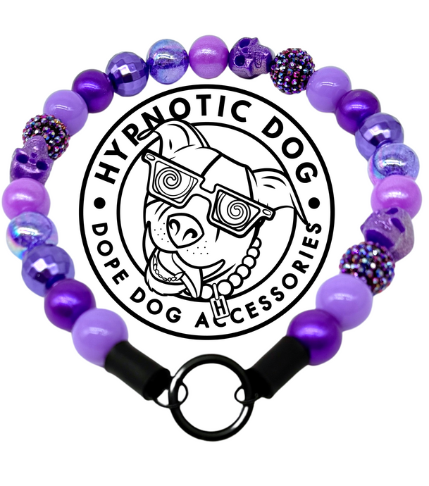 Purple Glitter Skull Bead Collar