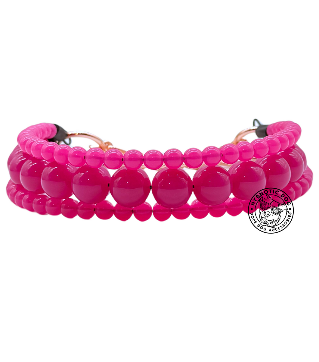 Raspberry Jelly Triplo Acrylic Bead Collar