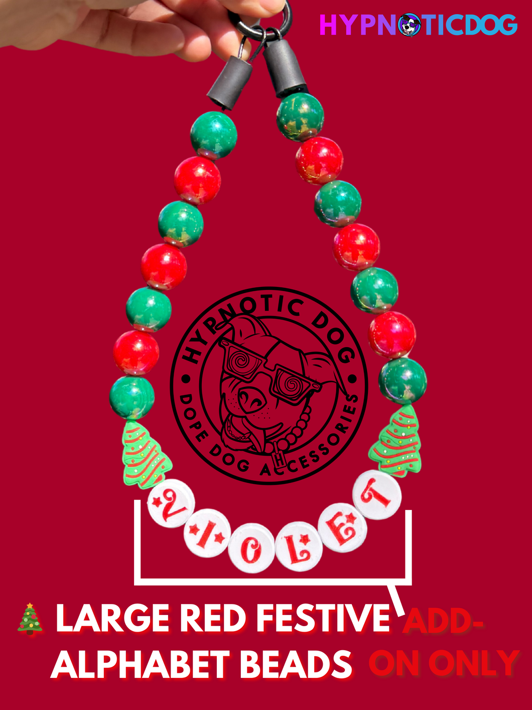 Add-on Only: Christmas Festive Red Personalized Alphabet Letter Beads (Custom Names)