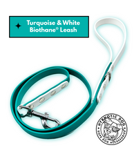 Load image into Gallery viewer, Turquoise &amp; White Biothane Leash ◻️
