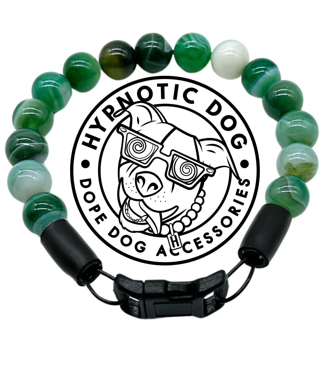 XS Emerald Green Agate Semi-precious Gemstone [Small Dog/Cat Bead Collar/Decorative Only]