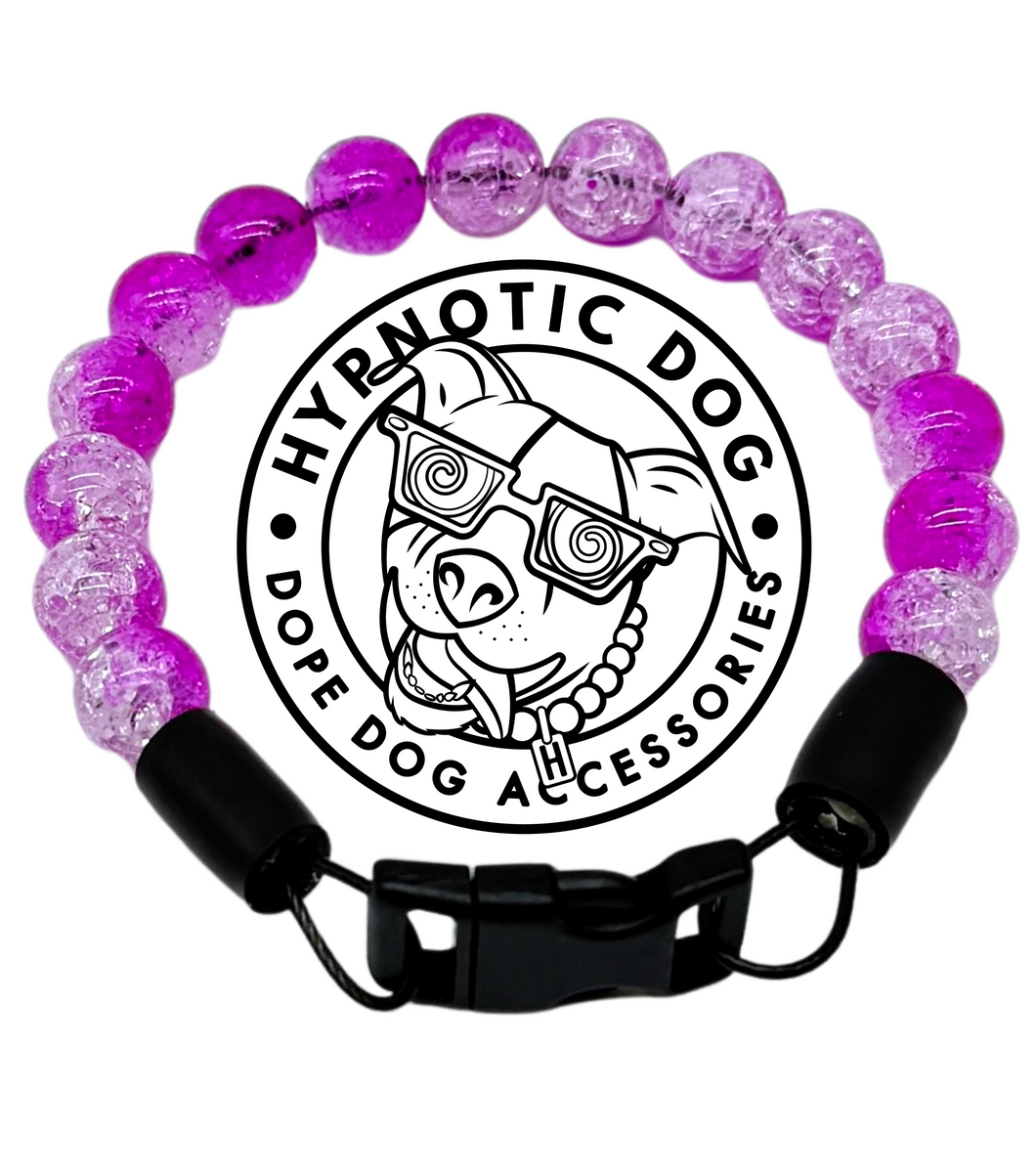 XS Magenta Pink Lava Crackle Single Strand Acrylic Bead Collar [Small Dog/Cat Collar]