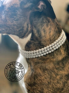 XS White Pearl Triplo Acrylic Bead Collar