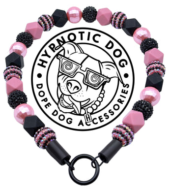 Pink & Black Disco Bead Collar