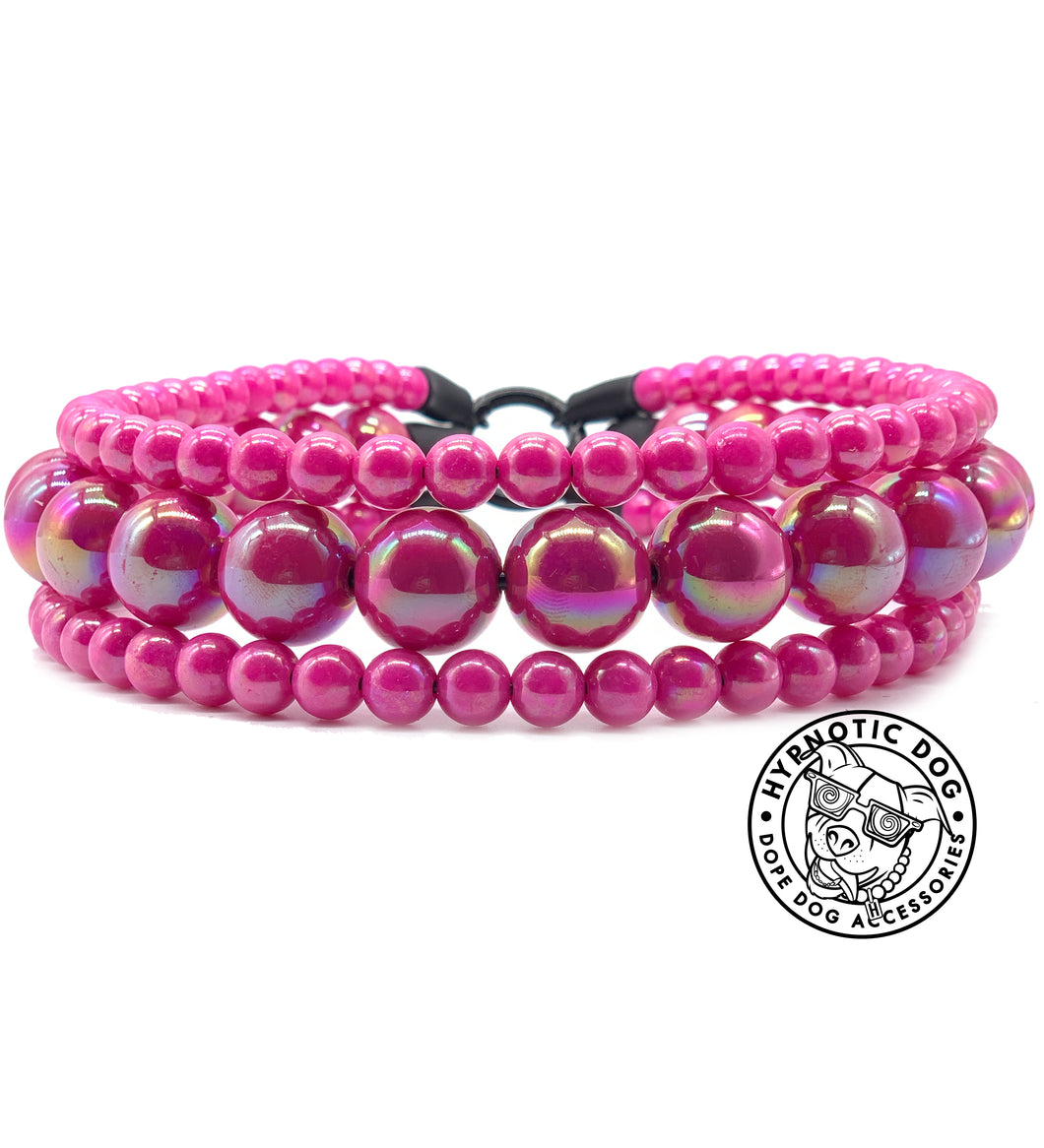 Magenta Rain Triplo Acrylic Bead Collar