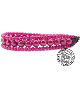 Magenta Rain Triplo Acrylic Bead Collar