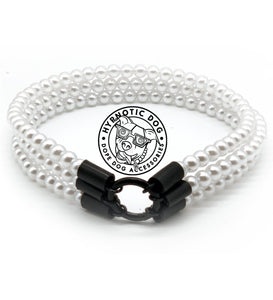 XS White Pearl Triplo Acrylic Bead Collar
