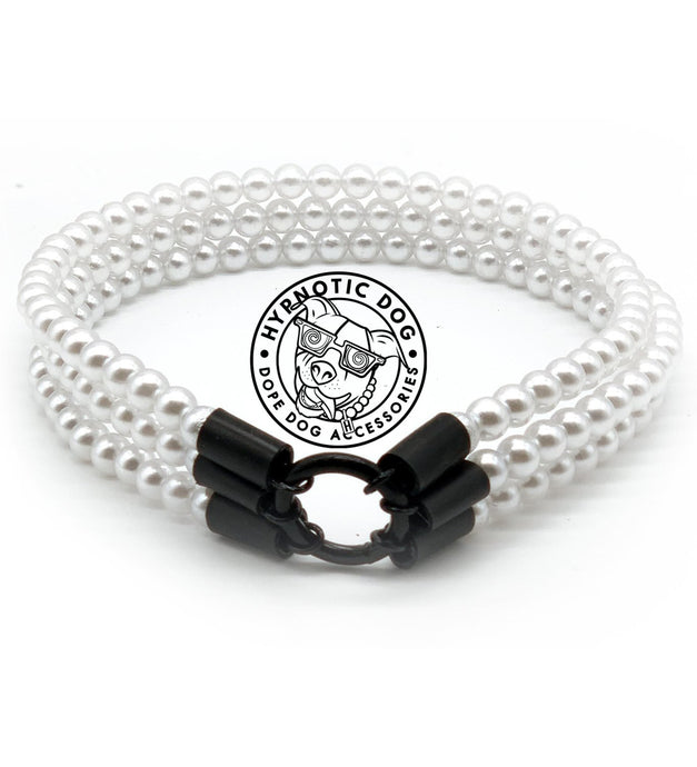 XS White Pearl Triplo Acrylic Bead Collar