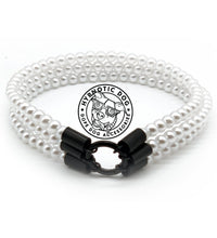 Load image into Gallery viewer, XS White Pearl Triplo Acrylic [Small Dog/Cat Bead Collar]