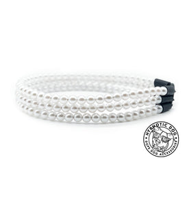 XS White Pearl Triplo Acrylic Bead Collar
