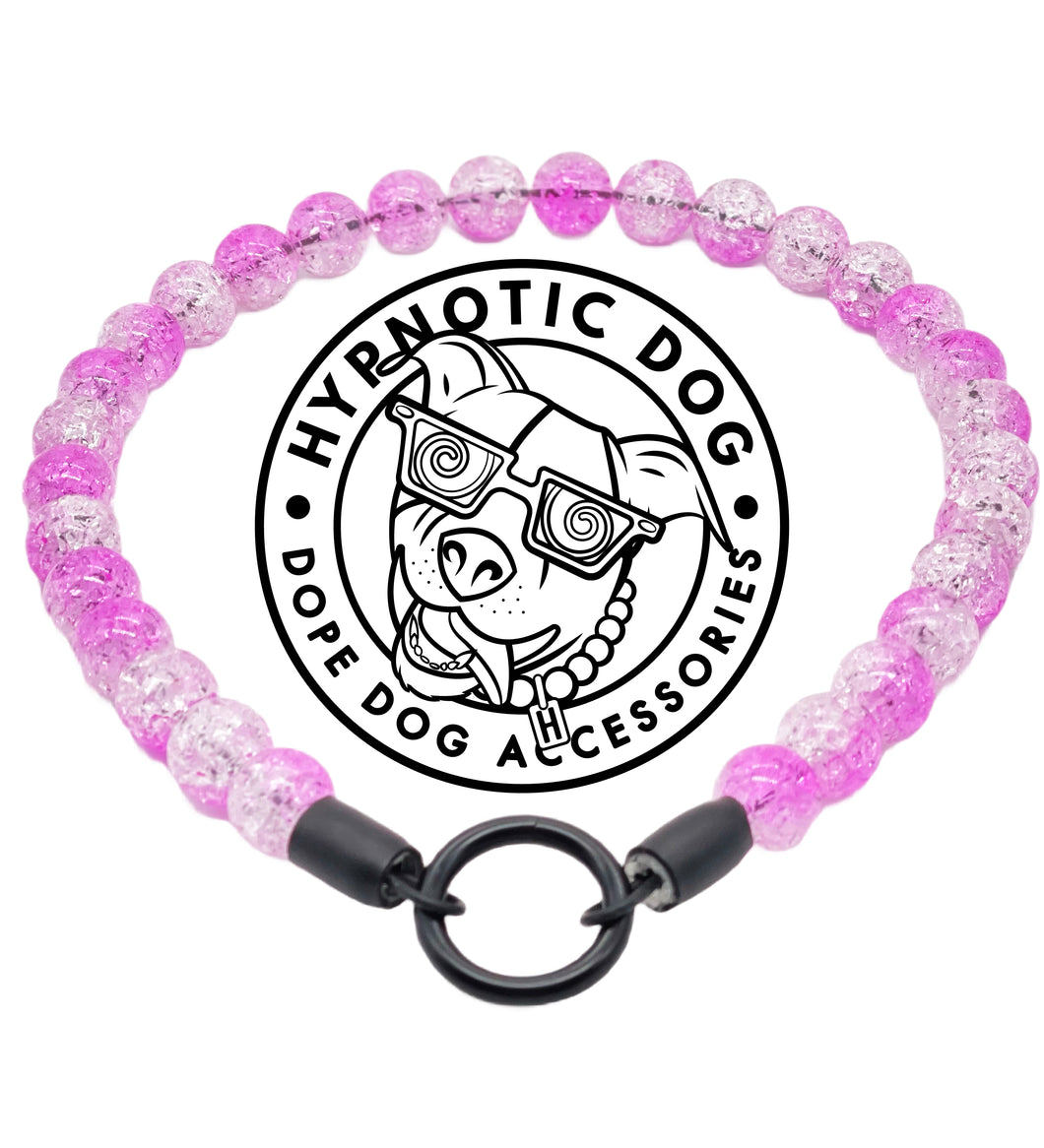 Pink Lava Crackle Single Strand Acrylic Bead Collar