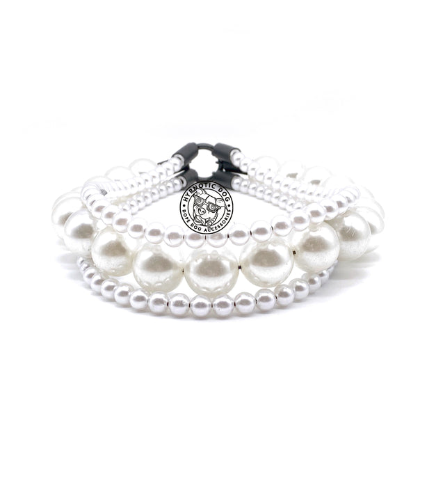 Classic White Pearl Triplo Acrylic Bead Collar